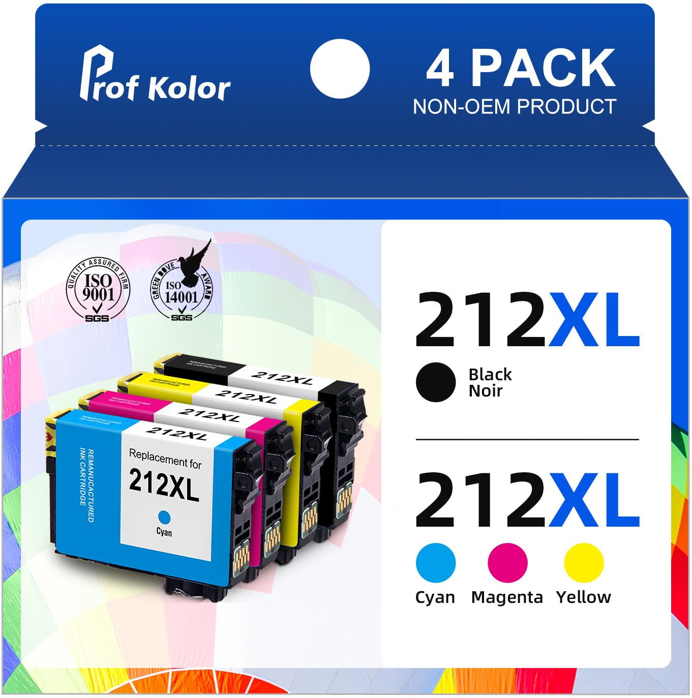 212XL Ink for Epson 212 Ink for Epson 212XL Ink Cartridges for Epson XP-4105 XP-4100 WF-2850 WF-2830 Printer(4 Pack,1 Black,1 Cyan,1 Magenta,1 Yellow)