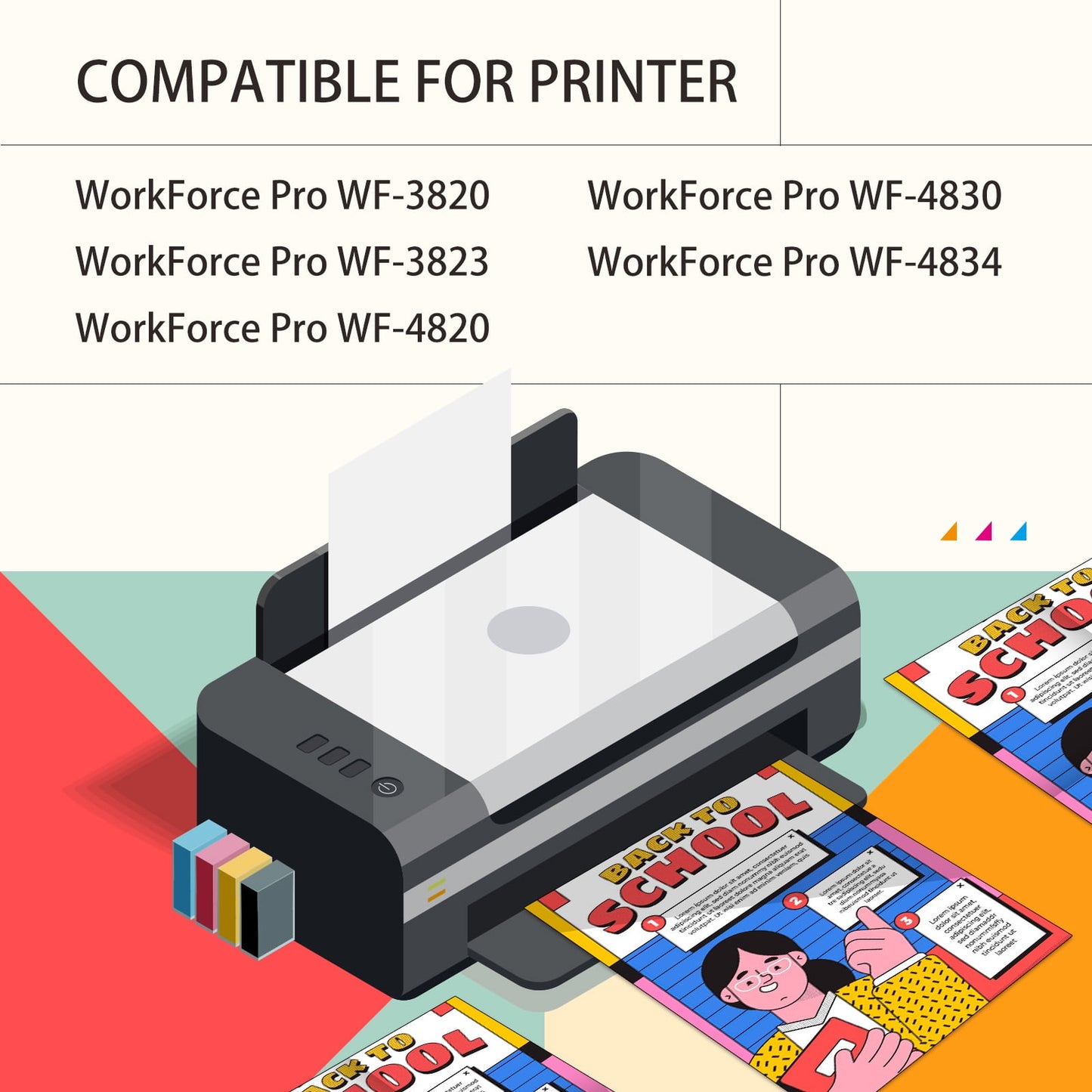 822XL Ink Cartridges for Epson 822 Ink Cartridges for Epson Workforce Pro WF-3820 WF-4833 WF-4820 WF-4830 WF-4834(Black, Cyan, Magenta, Yellow,4-Pack)