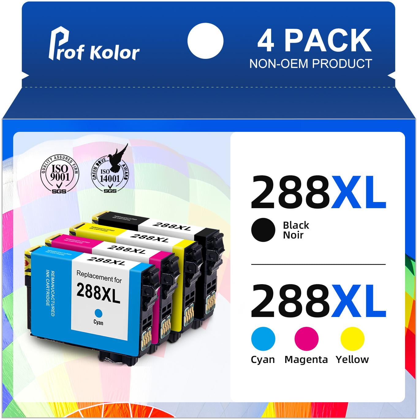 288XL Ink Cartridge for Epson 288XL 288 XL T288XL for Epson XP-330 XP-430 XP-434 XP-446 XP-440 XP-340 Printer(4-Pack,1 Black,1 Cyan,1 Magenta,1 Yellow)