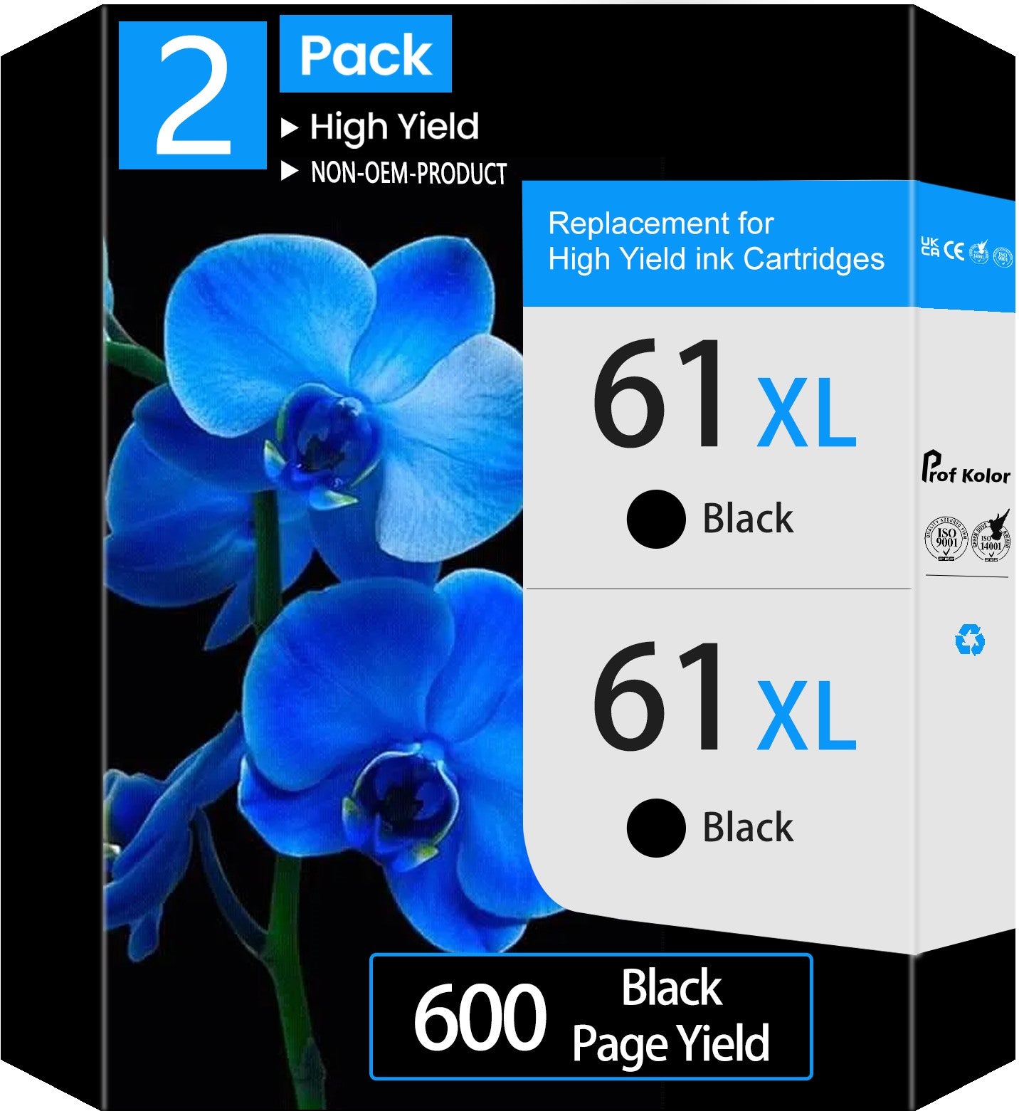 61 Ink Cartridges, for Printer Ink HP 61 Black, 2Pack