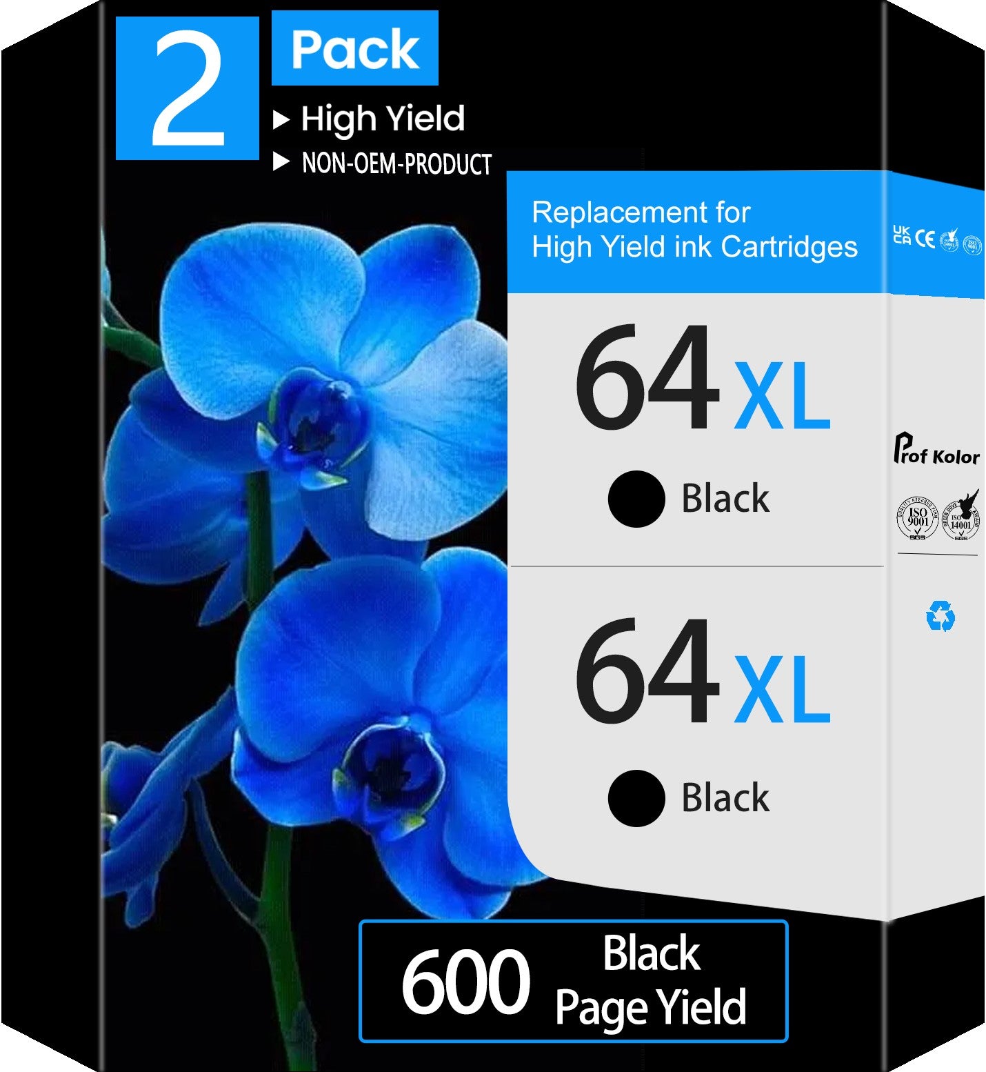 64XL Ink Cartridges | 2 Black | Work with HP Envy Photo 7855 7858 7800 7155 Series