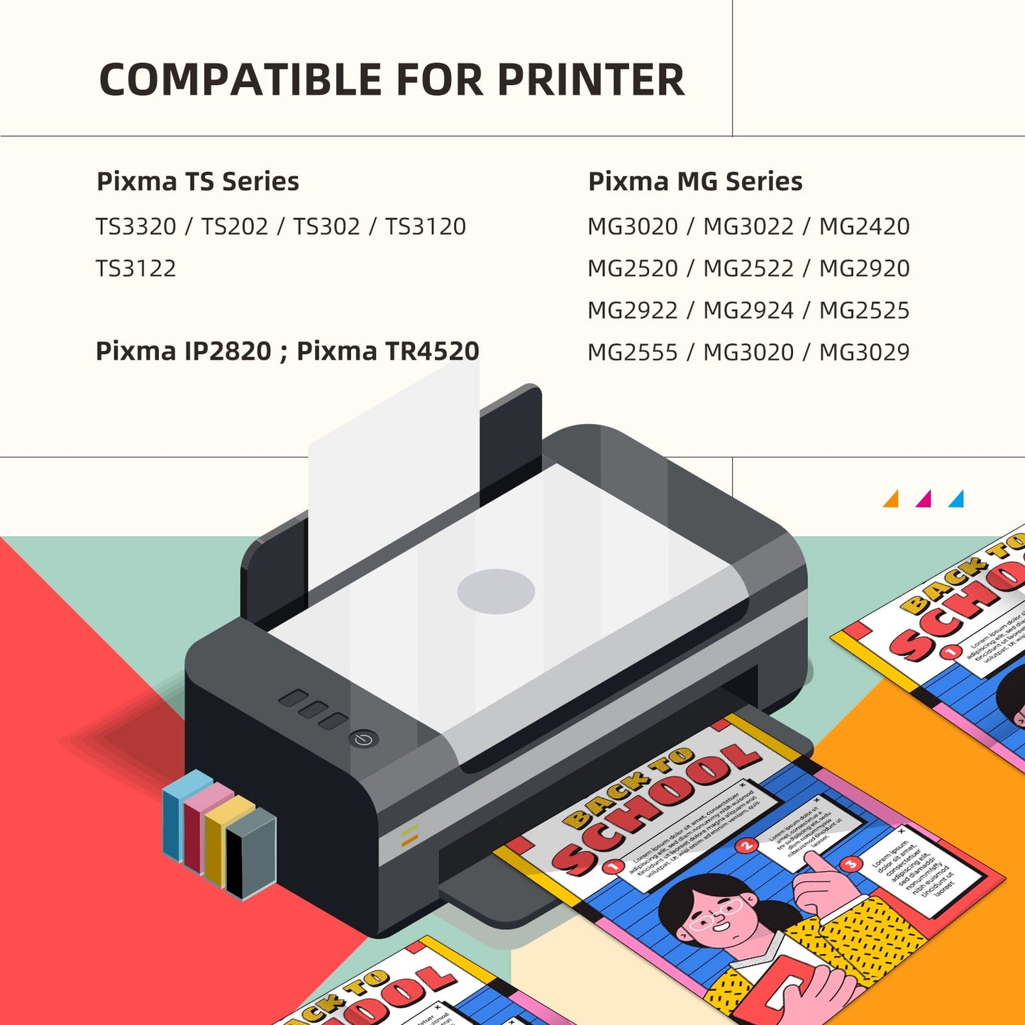 246XL 245XL Ink Cartridges for Canon Ink 245 246 for Canon 245 XL 246XL for Canon PIXMA MG2522 TS3122 MX492 MX490 TR4500 TR4520 TS3322 TR4522 MG2500 Printer (Black, Tri-Color)
